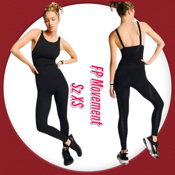 Free People FP Movement Good Karma Black High-Neck Onesie - Picture 1 of 14